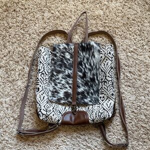 Myra Brown and Black Patterned Women's Backpack.